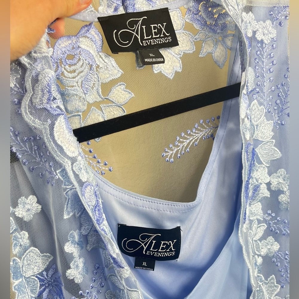 Alex Evenings blue embroidered lace twinset jacket and camisole size XL - Picture 6 of 7